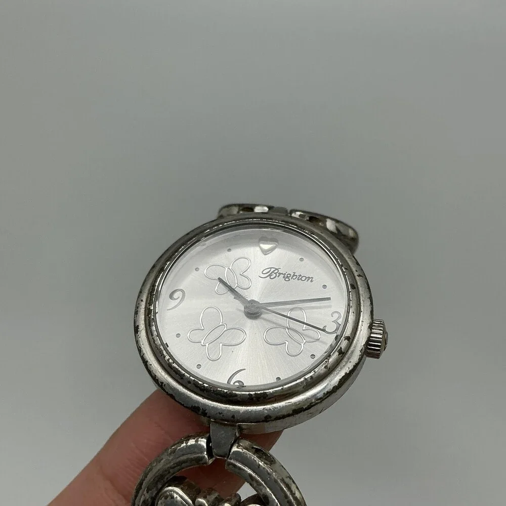 Brighton Bellevue Womens Watch 28mm Silver Dial Butterfly New Battery 6.25